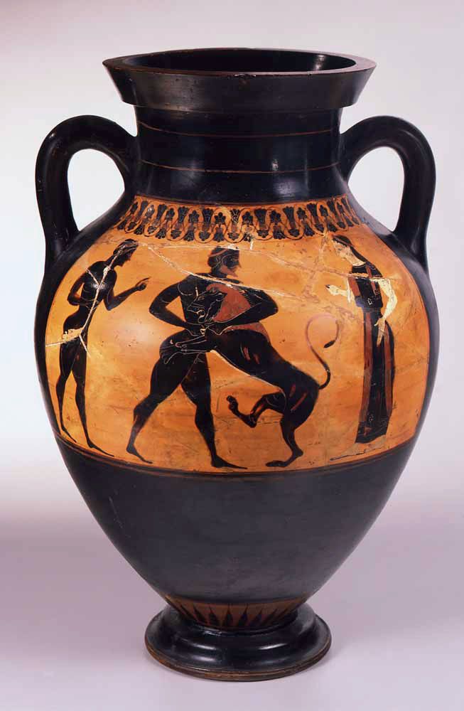 Heracles wrestling the Nemean Lion
