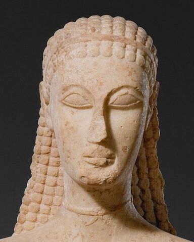 Detail of the New York Kouros's face