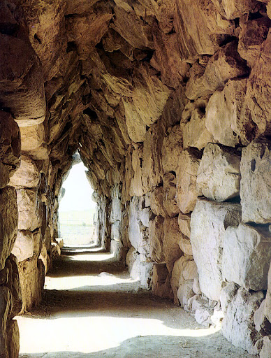 A corbelled gallery inside the walls of Tiryns